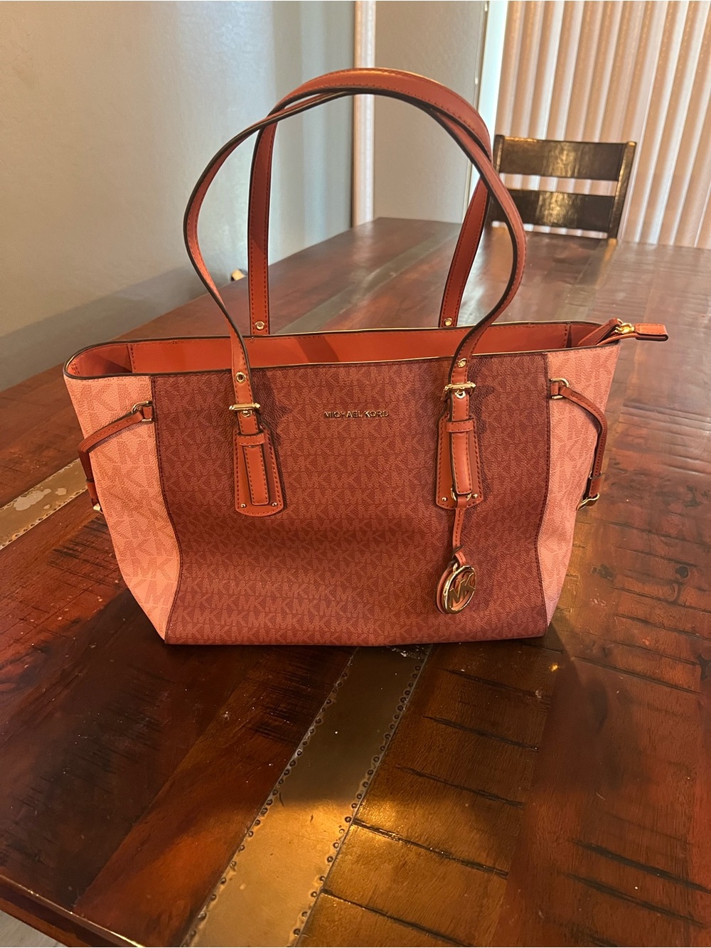 Michael Kors Voyager Cinnamon drawstring large tote.